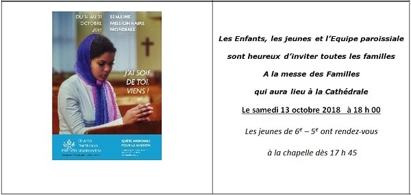 Messe des familles 13 octobre 2018